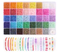 Funtopia Perline per Braccialetti da 3mm, 39 Colori, 9600 Pezzi, 5 Tipi, Perline di Semi fai da te, Kit per fare Braccialetti, Set di Perle Colorate per Bambini e Adulti