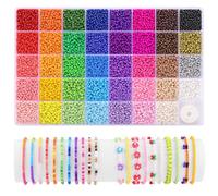 Funtopia Perline per Braccialetti da 3mm, 39 Colori, 9600 Pezzi, Perline di Semi fai da te, Kit per fare Braccialetti, Set di Perle Colorate per Bambini e Adulti