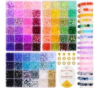 Funtopia Perline per Braccialetti, Kit di Perline Rotonde di Vetro da 6 mm, 2700 Perle di Cristallo in 70 Colori Kit per fare Braccialetti fai da te per Adulti Bambina