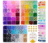 Funtopia Perline per Braccialetti, Kit di Perline Rotonde di Vetro da 8 mm, 1540 Perle di Cristallo in 70 Colori Kit per fare Braccialetti fai da te per Adulti Bambina