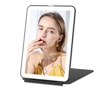 FUNTOUCH Specchio da trucco ricaricabile con 72 luci a LED, specchio da viaggio luminoso, illuminazione a 3 colori, touch screen dimmerabile, specchio cosmetico pieghevole a LED con luci