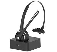 Funtuan Cuffia Bluetooth senza fili con microfono, con cancellazione del rumore, cuffie Bluetooth per camionista, vivavoce con dock di ricarica per call center, casa, smartphone, PC