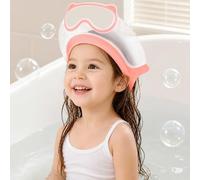 FUNUPUP Cappello Doccia Bambini Visiera Doccia, Occhiali Rosa | A Prova Di Perdite & Antiscivolo & Regolabile Cuffia Doccia Impedisce All’Acqua Di Entrare Negli Occhi E Nelle Orecchie