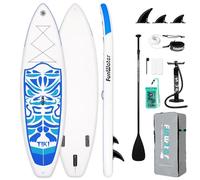 FunWater Stand Up Paddling Board gonfiabile SUP Paddleboard per adulti stand up paddle accessori con pagaia regolabile, pompa, zaino, guinzaglio (blu e bianco)