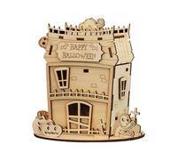Funwetrike Kit di puzzle in legno 3D per Halloween, casa zombie di Halloween, kit di montaggio in legno creativo fatto a mano, modello decorativo natalizio per Halloween (versione kit/33 pezzi)