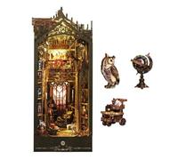 Funwetrike Kit fai da te per angolo libro, kit fai da te in miniatura con castello magico con luce LED e carillon meccanico, puzzle in legno 3D per libreria, creatività, (versione kit)