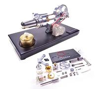 Funwetrike Kit modello motore in metallo, generatore di calore con 4 luci LED e base in metallo nero, set di modelli a vapore fai da te, modello di motore a cilindro Stirling, regali - versione di