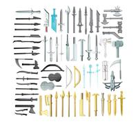 Funwetrike Medieval Weapon - Kit di accessori per il cavaliere medievale, mini statuette con arco, spada, scudo, lancia, barding, compatibile con grandi marche (65 pezzi)