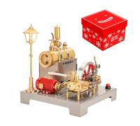 Funwetrike Modello di motore a vapore che funziona con generatore e kit lampione, SE-02 Motore a vapore stazionario orizzontale reversibile completamente in metallo con regolatore centrifugo (100