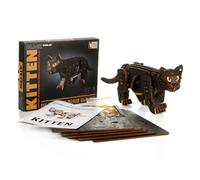 Funwetrike Puzzle in legno 3D fai da te, 236 pezzi, kit di modelli di gatti in legno per adulti, ornamento creativo per vacanze, famiglia, regalo di compleanno (nero)