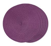 FunWheat, Set di 6 tovagliette rotonde intrecciate per tavoli da pranzo in tessuto, lavabili, antiscivolo, 38,1 cm (viola, 6 pezzi)