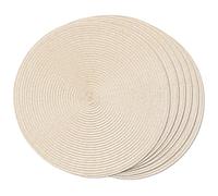 FunWheat, Set di 6 tovagliette rotonde intrecciate per tavoli da pranzo in tessuto, lavabili, antiscivolo, 38,1 cm (beige avorio, 6 pezzi)