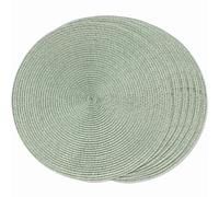 FunWheat, Set di 6 tovagliette rotonde intrecciate per tavoli da pranzo in tessuto, lavabili, antiscivolo, 38,1 cm (verde nebbia, 6 pezzi)