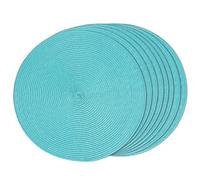 FunWheat, Set di 8 tovagliette rotonde intrecciate per tavoli da pranzo, lavabili, antiscivolo, 38 cm (acqua, 8 pezzi)