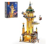 FUNWHOLE Set di Mattoncini per Costruzione con Luci per Osservatorio Steampunk - 2744 Pezzi Modello di Costruzione Meccanica Modulare in Stile Vittoriano per Adulti e Amanti dello Steampunk