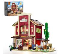 FUNWHOLE Ufficio Postale Western - 1692 Pezzi | Edificio Modulare del Far West con 6 Luci LED, Modello Città Cowboy per Adulti e Collezionisti | Compatibile con Serie Western