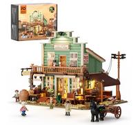 FUNWHOLE Western General Store Set di Costruzione - 1895 PCS Kit Modello Città del Wild West con Tetto Rimovibile, Camera Nascosta, Dettagli Vintage, Design Modulare - Set da Gioco Storia per Adulti e