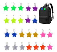 FunWorth 24 Pezzi Ciondolo Catarifrangente di Sicurezza, Catarifrangenti a Stella in PVC Impermeabile con Gancio a Scatto per Zaino Scolastico, Bicicletta, Zaino, Guinzaglio per Cani e Passeggino