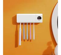 FUNWS-Porta Spazzolino UV Sterilizzatore,organizzatore bagno spazzolini,Capacità Batteria 2000mah, 5 Spazzolini (Bianco)