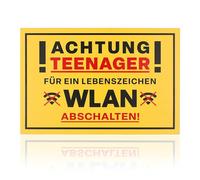 FunX Achtung Teenager Targa per porta - Divertente cartello con scritta in lingua tedesca "Warnschild als Geschenk zur Jugendweihe und Geburtstag für Jungen und Mädchen - 30 x 20 cm