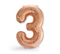 FUNXGO Palloncino in pellicola, numero 3, oro rosa, numero gigante, circa 100 cm, materiale rinforzato, vola con elio, 3 compleanno, decorazione per compleanni, feste, matrimoni, palloncini 3 oro rosa