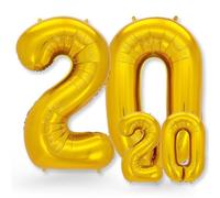 FUNXGO Palloncino Numero 20 Oro - due pezzi Uno grande e uno piccolo - Palloncini Compleanno Anni - Feste Decorazione di Compleanno Palloncino (Oro 20)