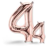 FUNXGO Palloncino Oro Rosa Grande Numero 4 per Compleanno 4 Anni - Palloncini Compleanno 4 Anni - Palloncino 4 Anni Compleanno - Decorazioni Festive - Vola con l'Elio - Palloncino 4 Oro Rosa