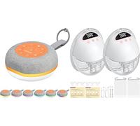 FUNYKICH Macchina Rumore Bianco Neonato, 30 Suoni Rilassanti+2xTiralatte Elettrico Indossabile Senza Mani, 4 Modalità e 12 Livelli di Suzione