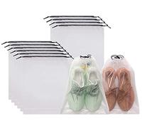 FunYoung Set di 10 sacchetti per scarpe con cordino impermeabile, trasparente, s