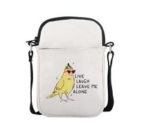 FUNYSO Borsa a tracolla per amanti dei calopsitte, regalo introverso con scritta "Live Laugh Leave Me Alone", Live Ridere Lascia Cb Uk