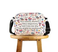 FUNYSO Borsa a tracolla per lavoratori sociali e dipendenti, regalo di laurea con scritta "I'm a social worker", Assistente sociale Hcross Regno Unito, 0