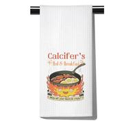 FUNYSO Calcifer's Bed UK - Asciugamano da cucina in microfibra a nido d'ape, 61 x 40 cm, per pulire e asciugare, regalo ispirato all'anime per i fan del castello in movimento di Howl