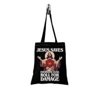 FUNYSO Christian Saves Everyone Else Roll for Damage Tote Bag Funny Gamer Regalo religioso per uomini donne, Rotolo per Tote Uk, 0