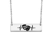 FUNYSO Collana per amanti della musica, regalo per amanti della musica, attore, attrice, incoraggiare il regalo per i fan della commedia drammatica, Small, Acciaio inossidabile, 0