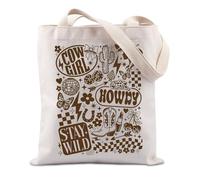 FUNYSO Cowgirl Howdy Gift Western Country Stay Wild Gifts Barrel Racing Lover Country Music Horse Race Gift Tote Bag, Stay Wild Regno Unito, 0