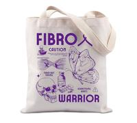 FUNYSO Fibro Warrior Gift - Borsa tote per sensibilizzazione sul dolore cronico e malattie rare fibromialgia, Fibro Caution Regno Unito, 0