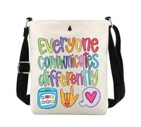 FUNYSO Logopedista regalo speciale educazione regalo AAC regalo SLP regalo ognuno comunica diversamente borsa a tracolla, Tutti comunicano nel Regno Unito, 0