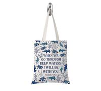 FUNYSO Whale Shark Gift When You Pass Through Deep Waters Inspirational Tote Bag Christian Ocean Beachy regalo per le donne, When You Shark Uk, 0