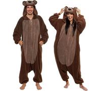 Funziez! Costume Intero da Orso Sherpa per Halloween, a Forma di Animale di Peluche, per Cosplay, per Adulti, Donne e Uomini