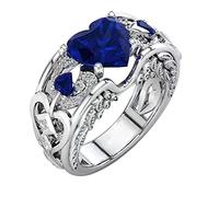 Funziona Anello Diamante a forma di cuore Donna Moda Trend Anello con diamante pieno Gioielli da donna Anelli con diamanti per donna Taglia 5 11 Anelli Incastonati (Blue, 8)