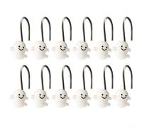 Funzionale e divertente set di 12 ganci a forma di S in acciaio inox per la decorazione del bagno di Halloween (bianco)