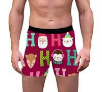 Funzione biancheria intima da uomo, biancheria intima natalizia, stampa 3D, traspirante, confortevole, vita media, con vita, biancheria intima boyshort, fornito sbagliato, Colore: rosso, L