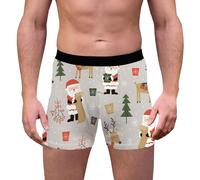 Funzione biancheria intima da uomo, biancheria intima natalizia, stampa 3D, traspirante, confortevole, vita media, con vita, biancheria intima boyshort, fornito sbagliato, grigio., L