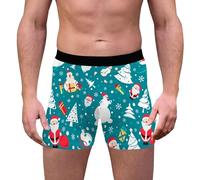Funzione biancheria intima da uomo, biancheria intima natalizia, stampa 3D, traspirante, confortevole, vita media, con vita, biancheria intima boyshort, fornito sbagliato, Blu scuro, L