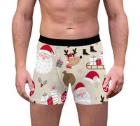 Funzione biancheria intima da uomo, biancheria intima natalizia, stampa 3D, traspirante, confortevole, vita media, con vita, biancheria intima boyshort, fornito sbagliato, beige., L