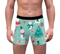 Funzione biancheria intima da uomo, biancheria intima natalizia, stampa 3D, traspirante, confortevole, vita media, con vita, biancheria intima boyshort, fornito sbagliato, Blu, L