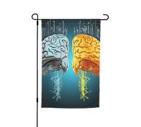Funzioni cerebrali sinistra e destra Bandiera da giardino 30,5 x 45,7 cm a doppia faccia primavera estate bandiera decorativa da cortile piccola bandiera stagionale decorazione esterna
