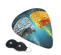 Funzioni del cervello sinistro e destro, confezione da 6 plettri per chitarra con supporto, plettri per chitarra personalizzati, antiscivolo, portatili, ukulele, basso, 0,46 mm, per amanti della