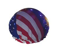 Fuochi d'artificio American Flag 4th Of July Print Cuffia da a per le donne Cuffie da a riutilizzabili in tessuto a doppio strato Cuffie per capelli per ragazze