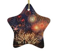 Fuochi d'artificio che stampano gli ornamenti della stella per l'albero, stile dell'annata ceramica con il cavo d'attaccatura,